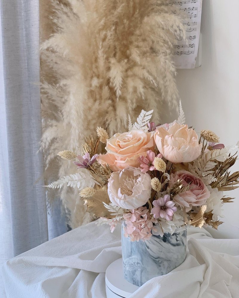 雾粉系永生桌花 扩香 室内香氛 居家摆饰 开幕礼 入厝礼 升迁贺礼 - 干燥花/捧花 - 植物．花 