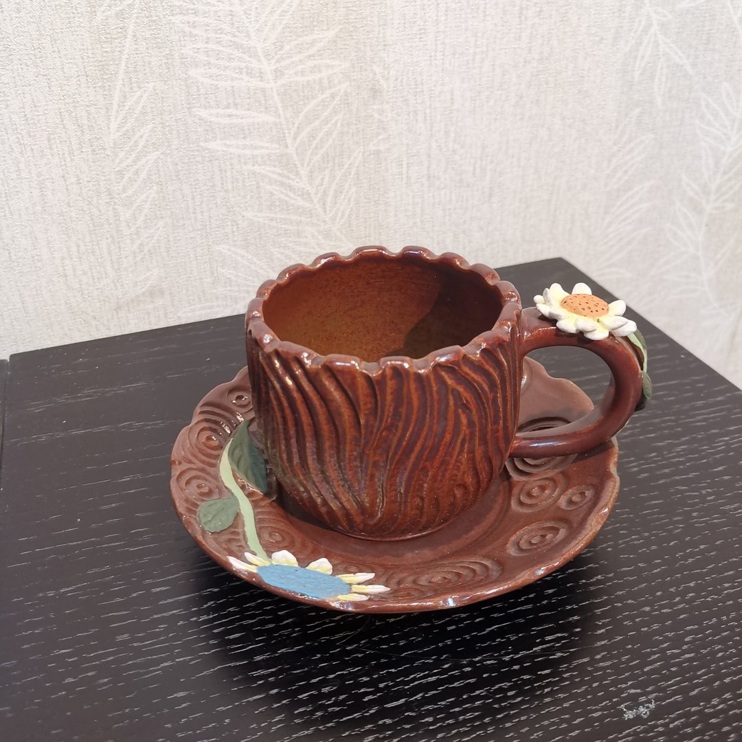 手工制作-花杯系列-向日葵 - 咖啡杯/马克杯 - 陶 