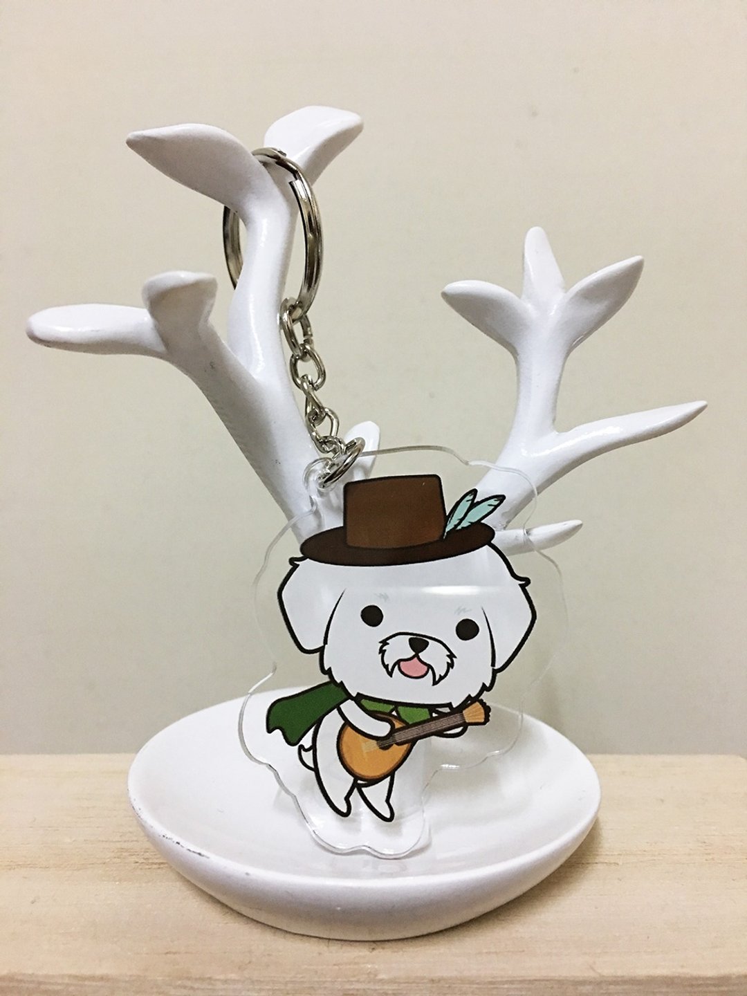 PuppyLove 初心插画 毛孩联萌【乐师马尔济斯】钥匙圈 - 钥匙链/钥匙包 - 压克力 白色
