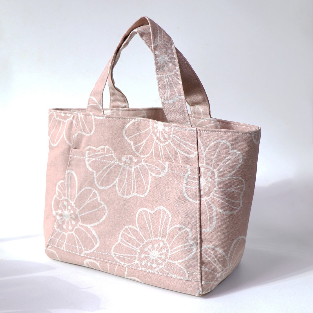【MY HANDMADE 】日系藕粉花朵提袋 l 日本棉布 l 手工 - 手提包/手提袋 - 棉 