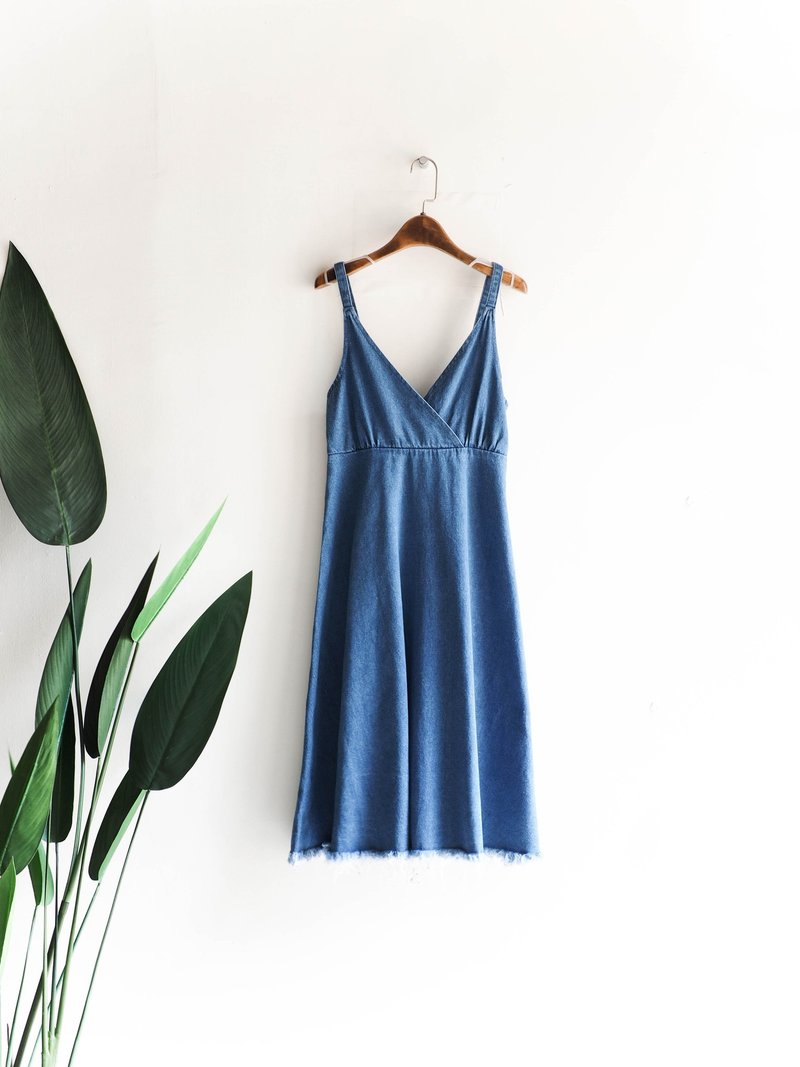 高知浪漫伞型青春日志 古董连身丹宁吊带长裙 overalls vintage - 洋装/连衣裙 - 棉．麻 蓝色