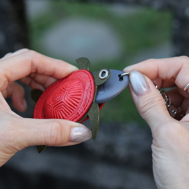 【平安龟】大海龟平安符皮套吊饰 福龟 2 色 生日礼 毕业季 - 钥匙链/钥匙包 - 真皮 红色