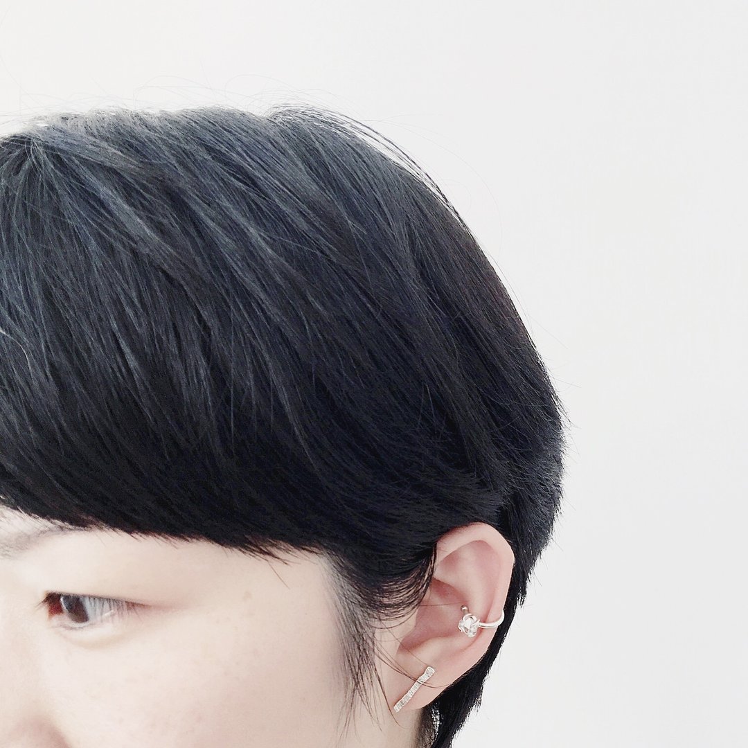 Herkimer Diamond Earclip 纯银闪灵钻耳夹 - 耳环/耳夹 - 其他金属 白色
