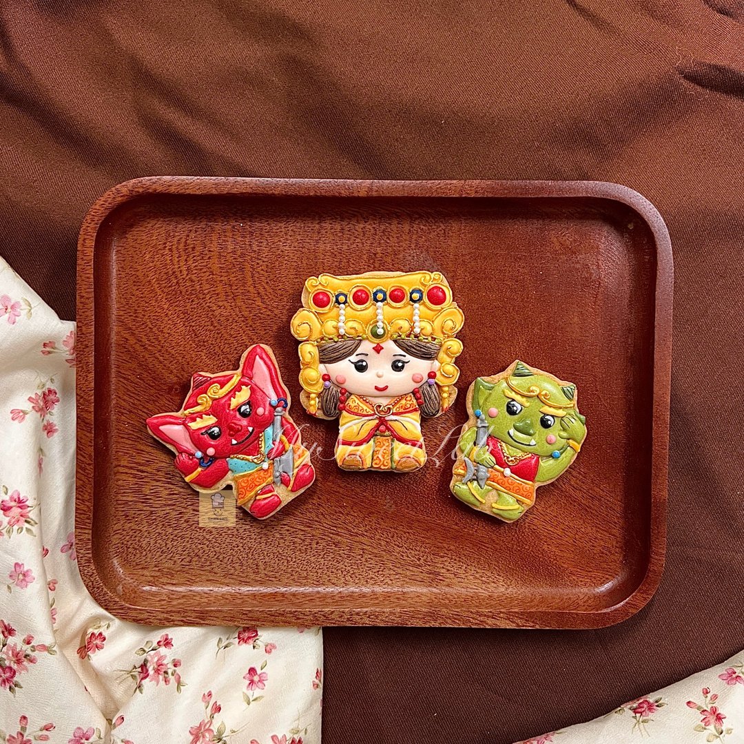 妈祖 千里眼 顺风耳 神明祝寿糖霜饼干 3片组 - 手工饼干 - 新鲜食材 