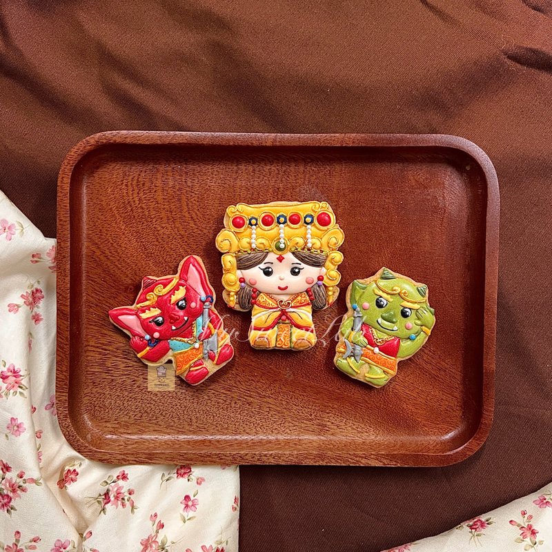 妈祖 千里眼 顺风耳 神明祝寿糖霜饼干 3片组 - 手工饼干 - 新鲜食材 