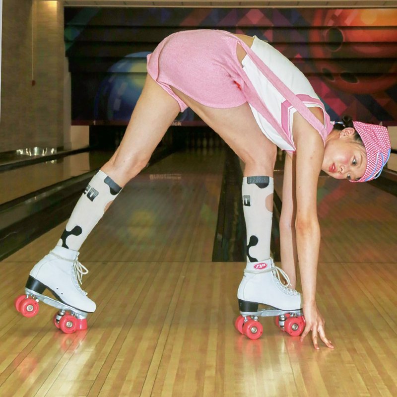 拼色棉纺 运动感印花及膝袜 - 其他 - 其他材质 