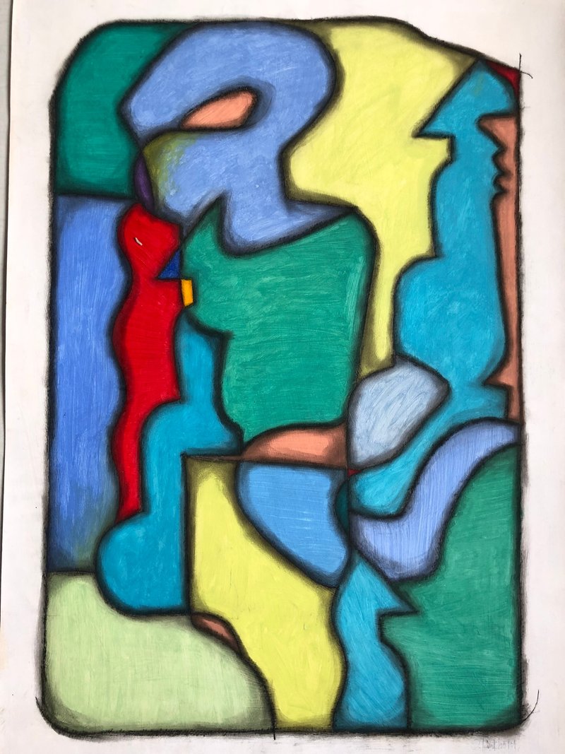 宁静的回响，尤金·穆克霍伊德的水彩抽象画 - 墙贴/壁贴 - 纸 多色