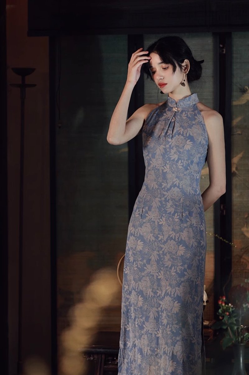 此去经年 复古中国风改良旗袍 无袖连身裙 - 洋装/连衣裙 - 其他材质 紫色