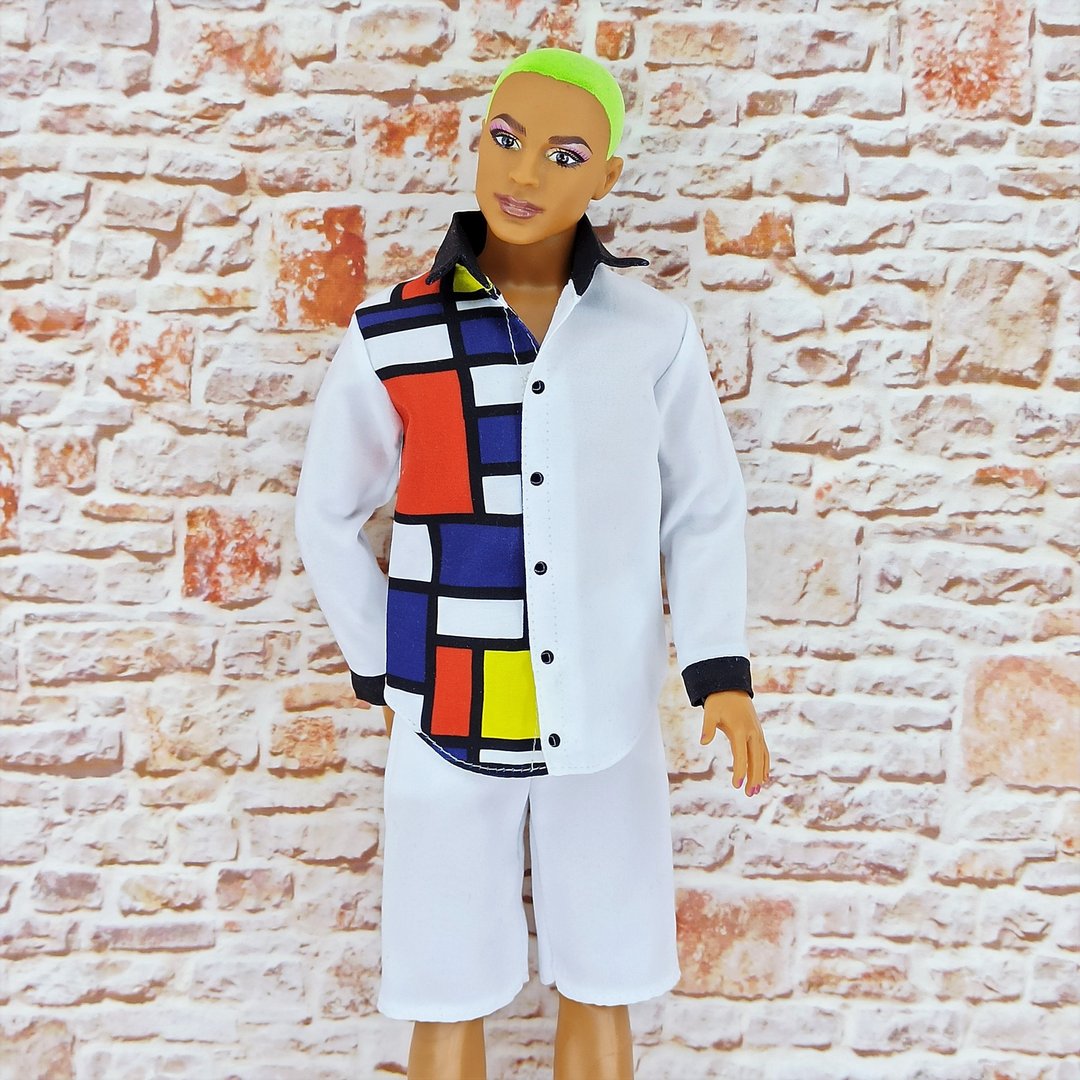 Mondrian shirt and shorts for Ken doll and other similar dolls - 玩具/玩偶 - 其他材质 多色