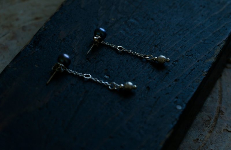 黑珍珠银球耳环 三种戴法 - 耳环/耳夹 - 纯银 银色