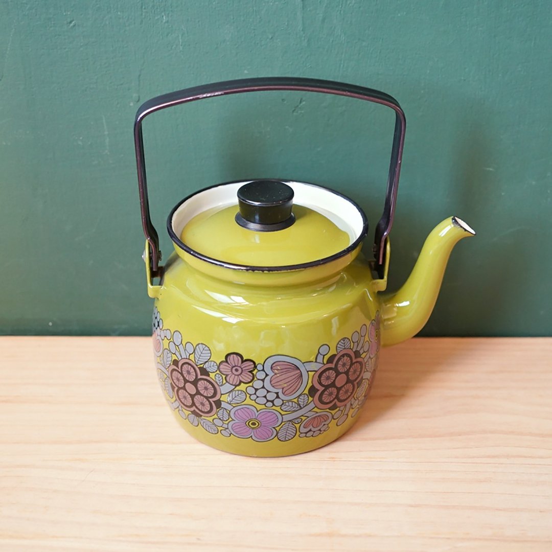 【北极二手杂货】芬兰 Finel 墨绿铸铁珐琅壶 设计师 Kaj Franck - 茶具/茶杯 - 珐琅 绿色