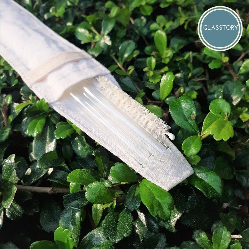 Bag set of glass straws 30oz. tumbler size with cleaning brush. - 环保吸管 - 玻璃 透明