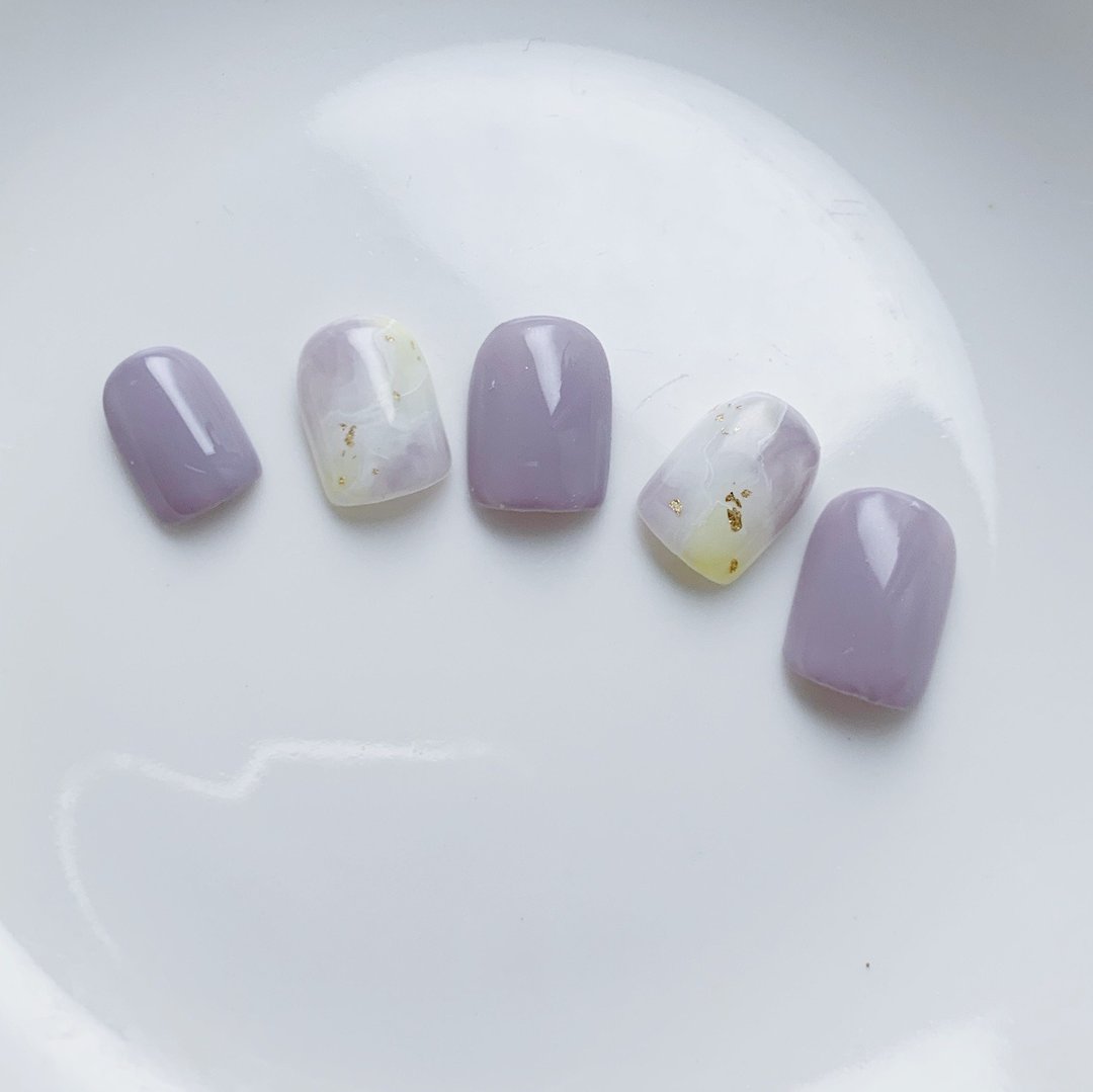 紫芋蛋黄酥指甲贴片/穿戴甲/订制美甲贴片 NA 37 - 指甲油/指甲贴 - 其他材质 紫色