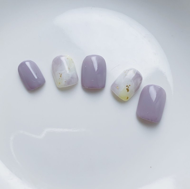 紫芋蛋黄酥指甲贴片/穿戴甲/订制美甲贴片 NA 37 - 指甲油/指甲贴 - 其他材质 紫色