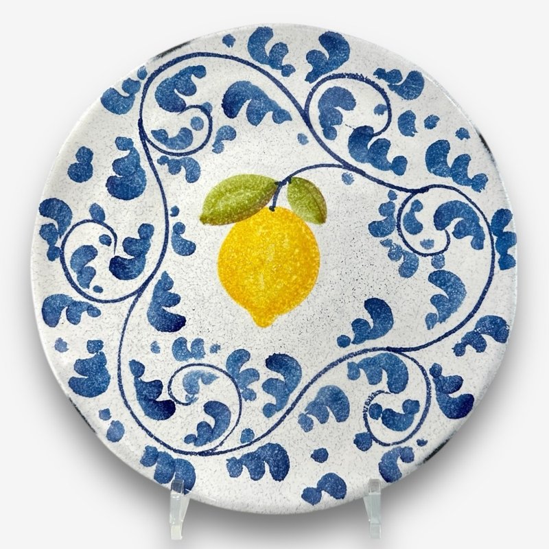 意大利手工陶- AM阿玛菲海岸的柠檬树系列 浅盘 27cm - 盘子/餐盘/盘架 - 陶 蓝色