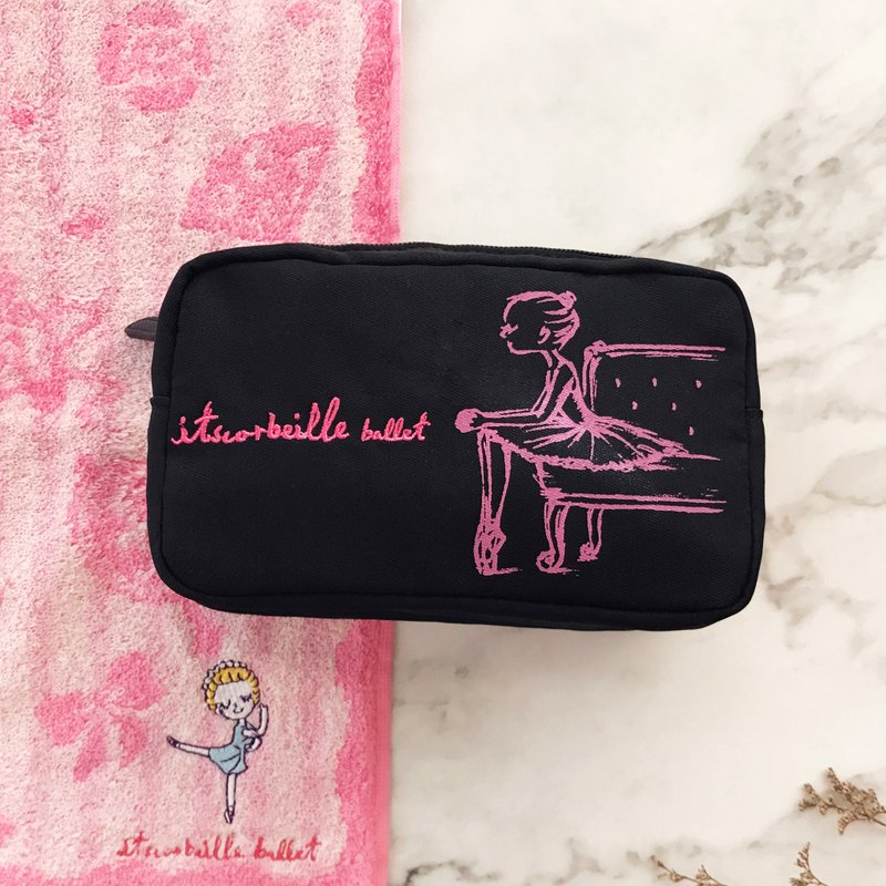 伊之珂芭蕾 | 芭蕾女孩拉链收纳包 ( 黑色 ) - 化妆包/杂物包 - 尼龙 黑色
