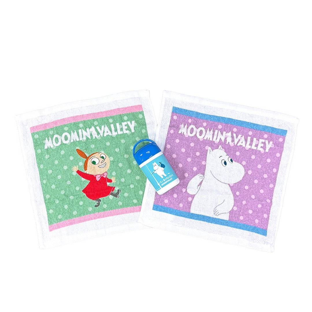 日本丸真 Moomin 纯棉洗脸巾二入组(附提把外盒) 姆明和小不点 - 毛巾浴巾 - 棉 