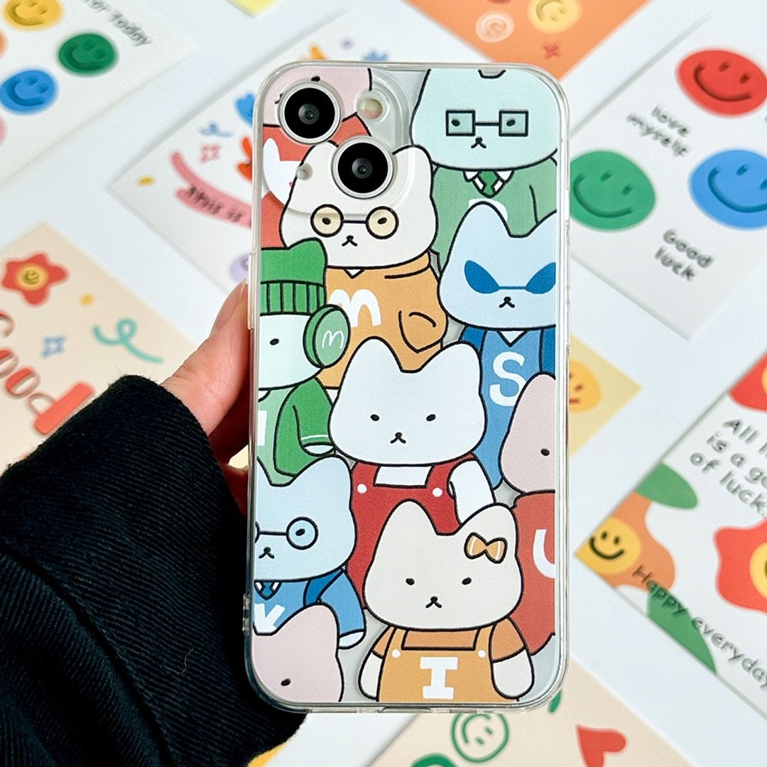 iPhone 16/15/14/13/12/11/XS/XR/7/8/SE2/SE3 猫咪透明手机壳 - 手机壳/手机套 - 塑料 多色