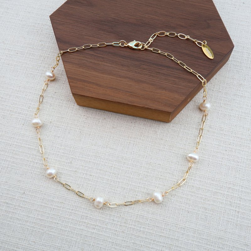 Freshwater Pearl Short Necklace - 项链 - 珍珠 白色