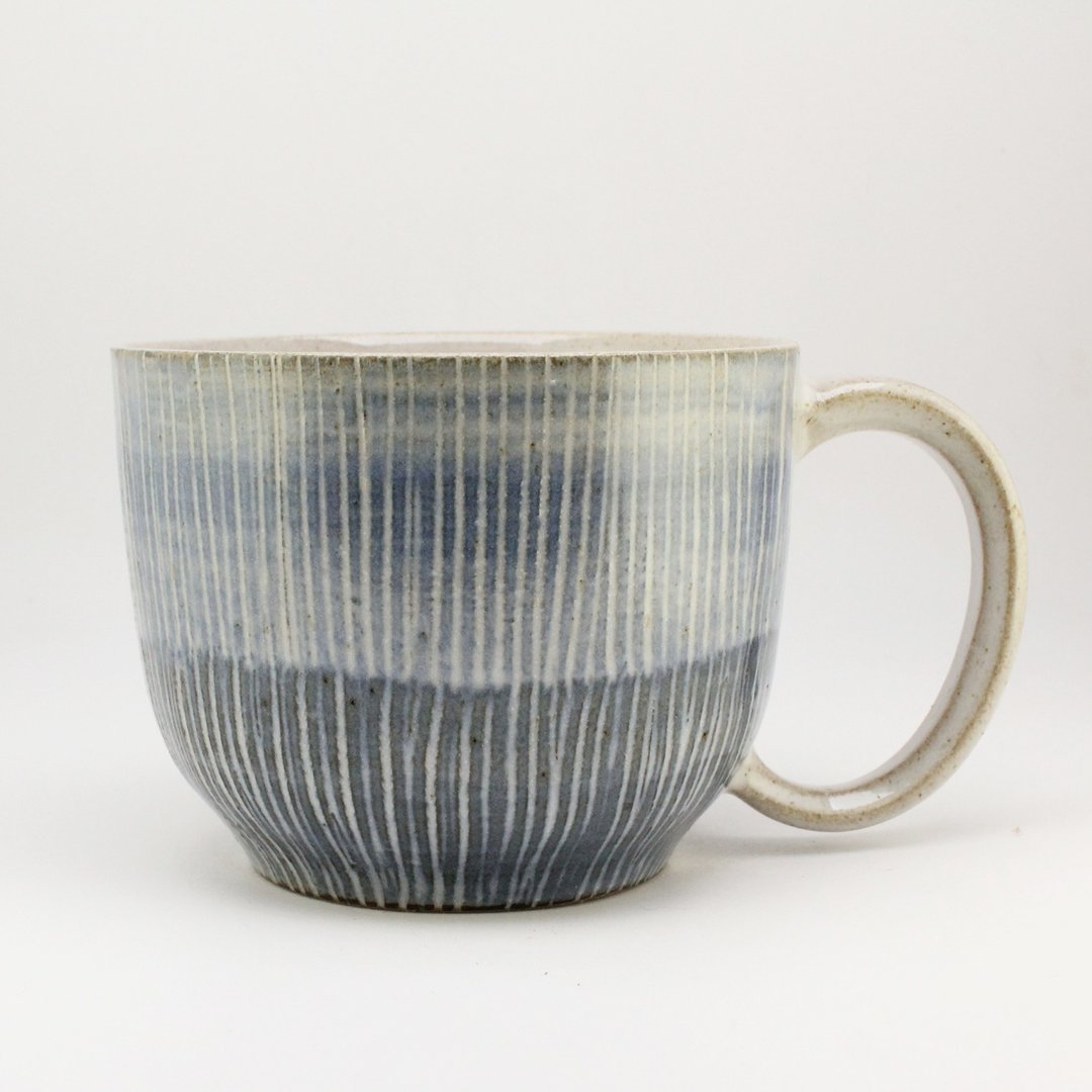 绀青之流系列– 拉坏手感陶瓷杯  咖啡杯 茶杯 杯子 陶瓷 马克杯 - 咖啡杯/马克杯 - 陶 蓝色