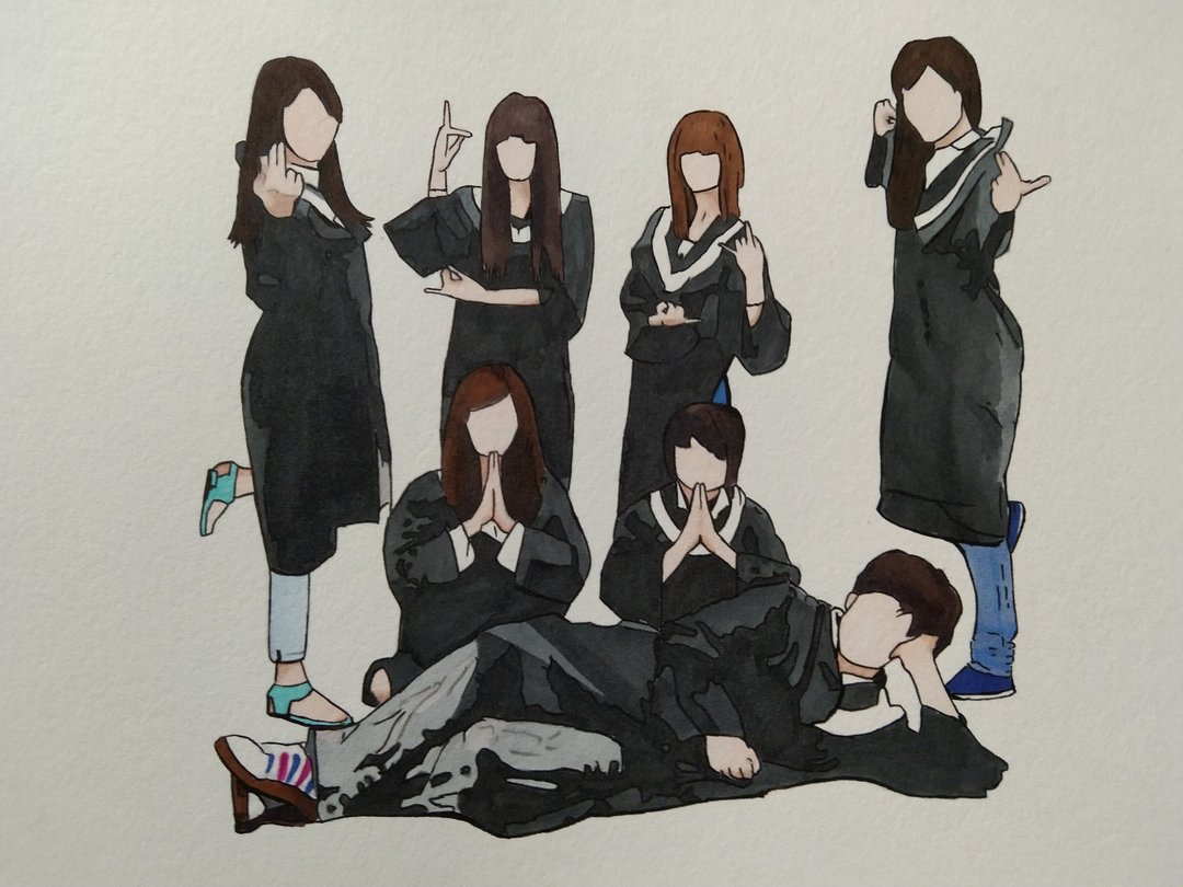 色块画 / 线条画 / 无脸画 / 人像画 / 麦克笔画 / 手绘 / 多人 - 订制画像 - 纸 