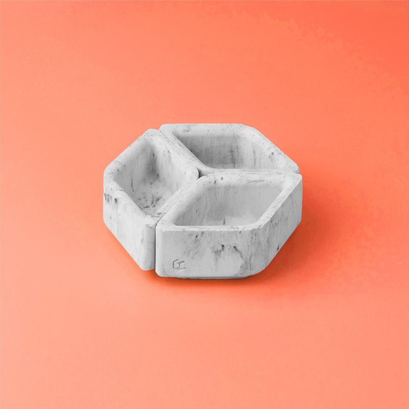 Hex : 1/3号 圭藻水泥置物盒 3件套装 - 收纳用品 - 水泥 灰色
