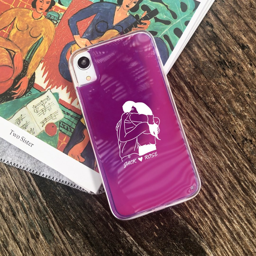 iPhone XS/XR/max/11pro/11max/SE2定制化字母拥抱恋人霓虹流沙壳 - 手机壳/手机套 - 塑料 多色