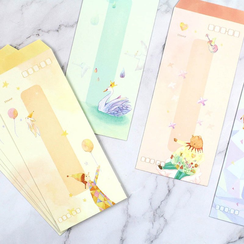 Chuyu 插画直式信封/中式信封-5入 - 信封/信纸 - 纸 多色