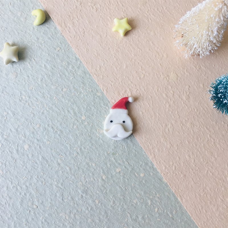 石下/ 节日系列 红色圣诞帽子的圣诞老人 陶瓷别针 - 胸针 - 瓷 红色