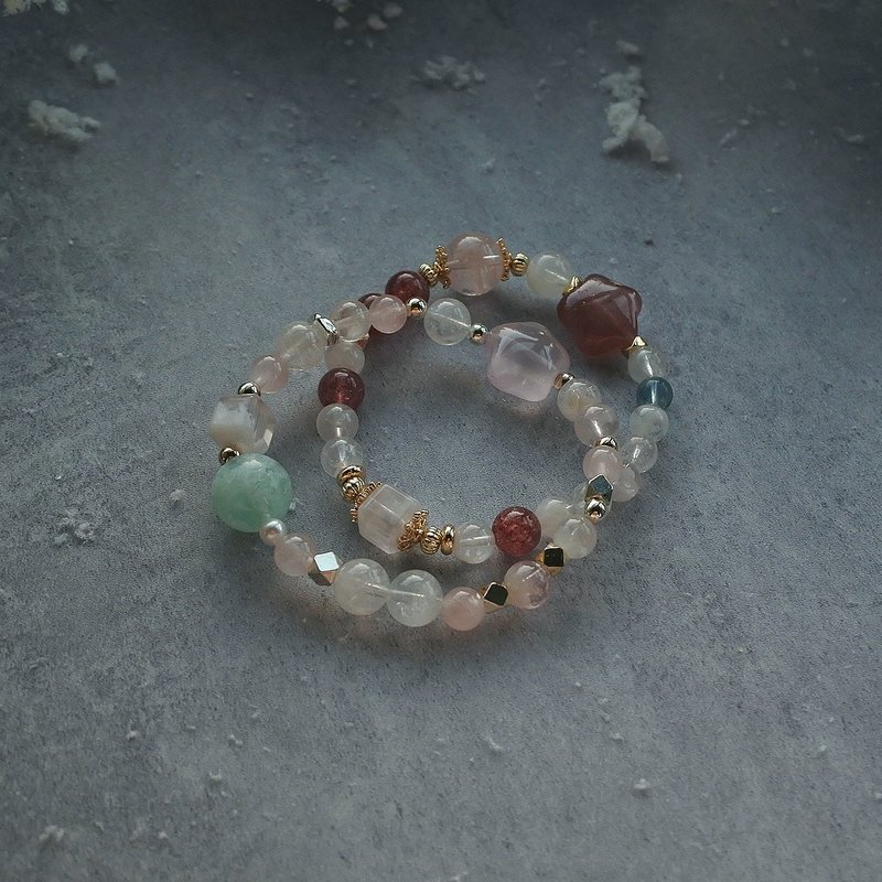 Season's Greetings :: 草莓晶 / 粉水晶 / 幸运星手串 - 手链/手环 - 水晶 透明