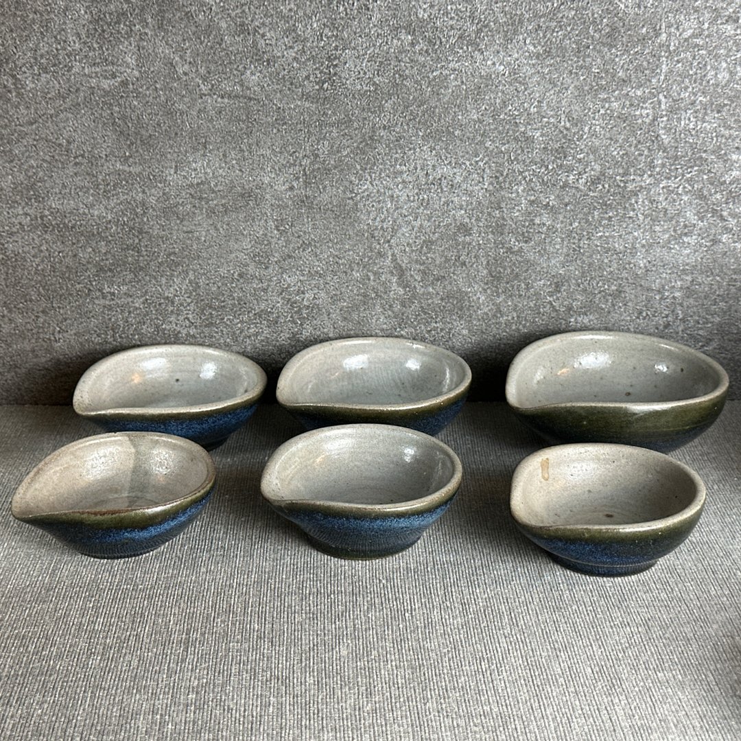台湾良时美器【Handmade 】手作釉烧茶荷六入组 - 茶具/茶杯 - 陶 蓝色