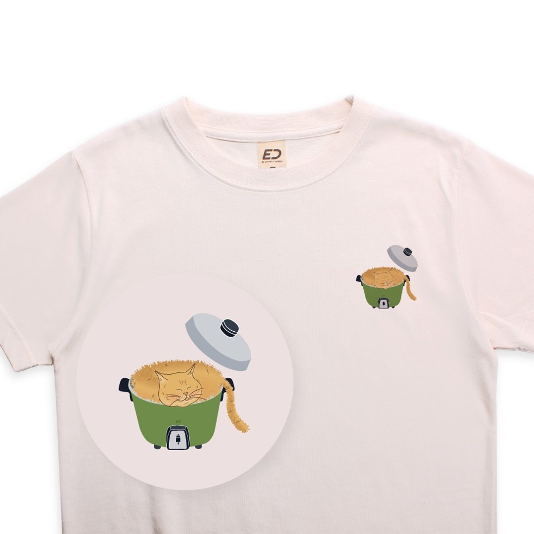 【台湾怀旧】一锅猫  短T/女上衣/男T恤/T-Shirt - 女装 T 恤 - 棉 绿色