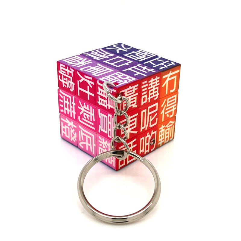 JS019~ 【广东话】扭计骰钥匙扣 (3x3x3cm) - 钥匙链/钥匙包 - 塑料 多色