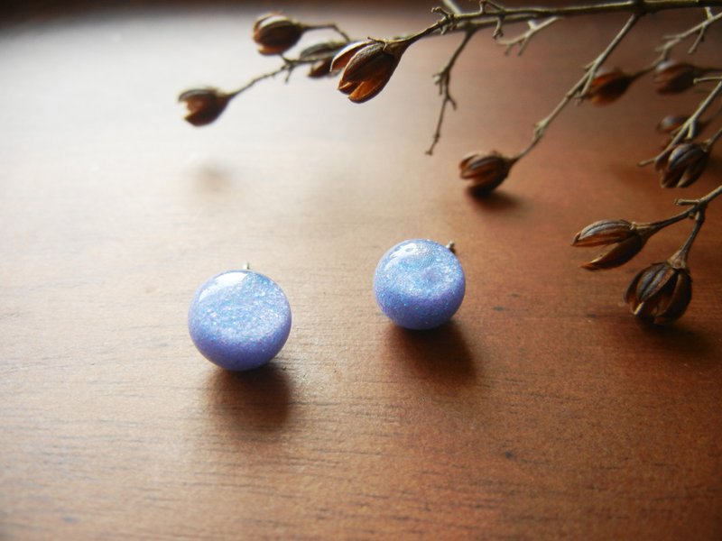 *coucoubird*玻璃流沙耳环-蓝紫色/抗过敏耳针 - 耳环/耳夹 - 玻璃 紫色