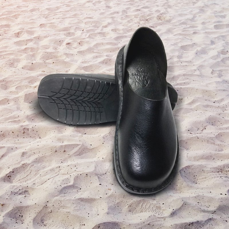 Handmade Leather Shoe, Black Shoe, Handmade Hand stitch with Black Thread - 男款皮鞋 - 真皮 