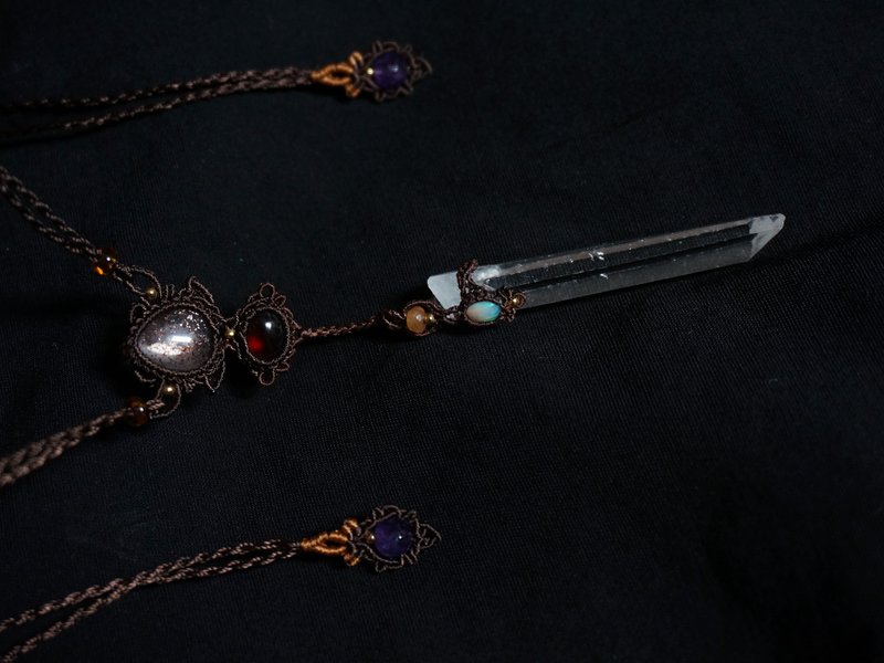 | MC |原创设计 天然草莓晶石榴石欧泊水晶柱组合项链 - 项链 - 半宝石 