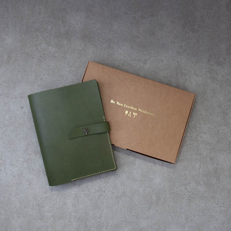 笔记本 A5活页 真皮手札 手帐 抹茶绿 记事本 手缝制作 - 笔记本/手帐 - 真皮 绿色