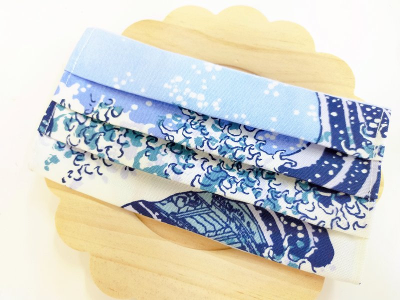 浮世绘和风口罩套、布口罩 富士山 海浪 - 口罩 - 棉．麻 