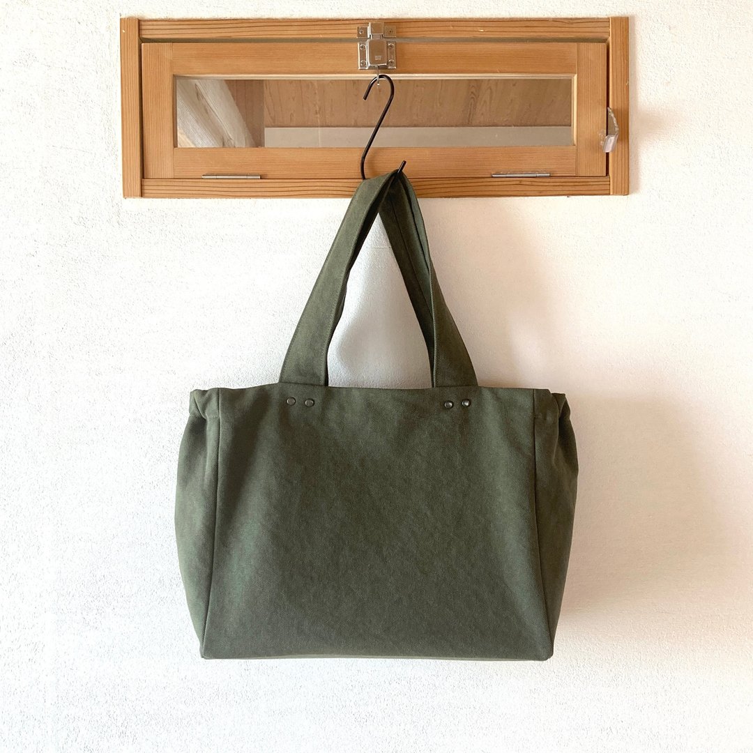 Gather Tote Magazine 卡其绿 8号帆布 托特包 A4 肩背包 - 手提包/手提袋 - 棉 绿色