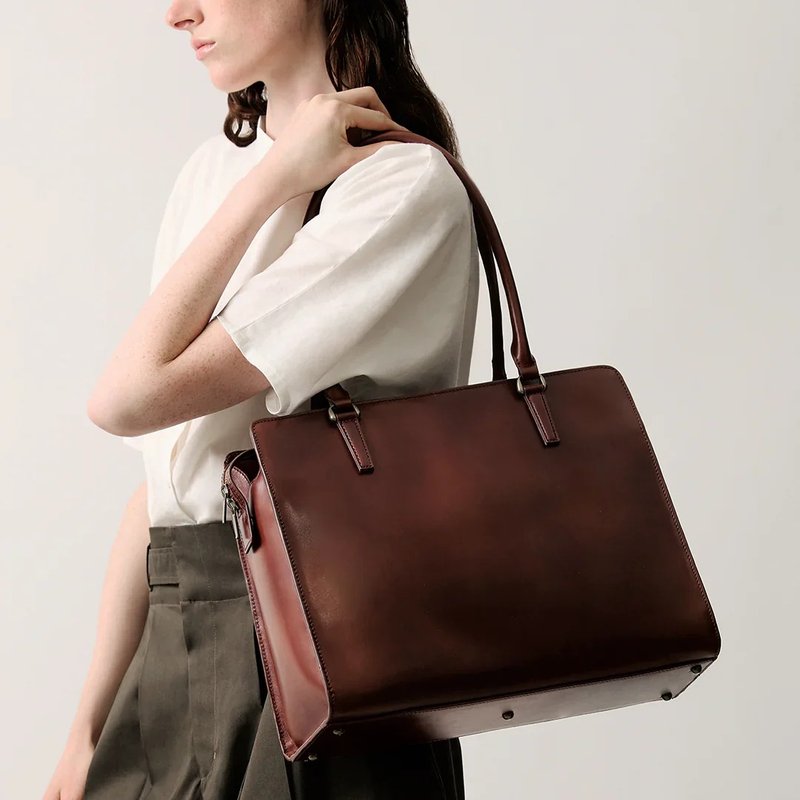 Antique Flyarch 托特包-复古红棕 - 侧背包/斜挎包 - 真皮 咖啡色