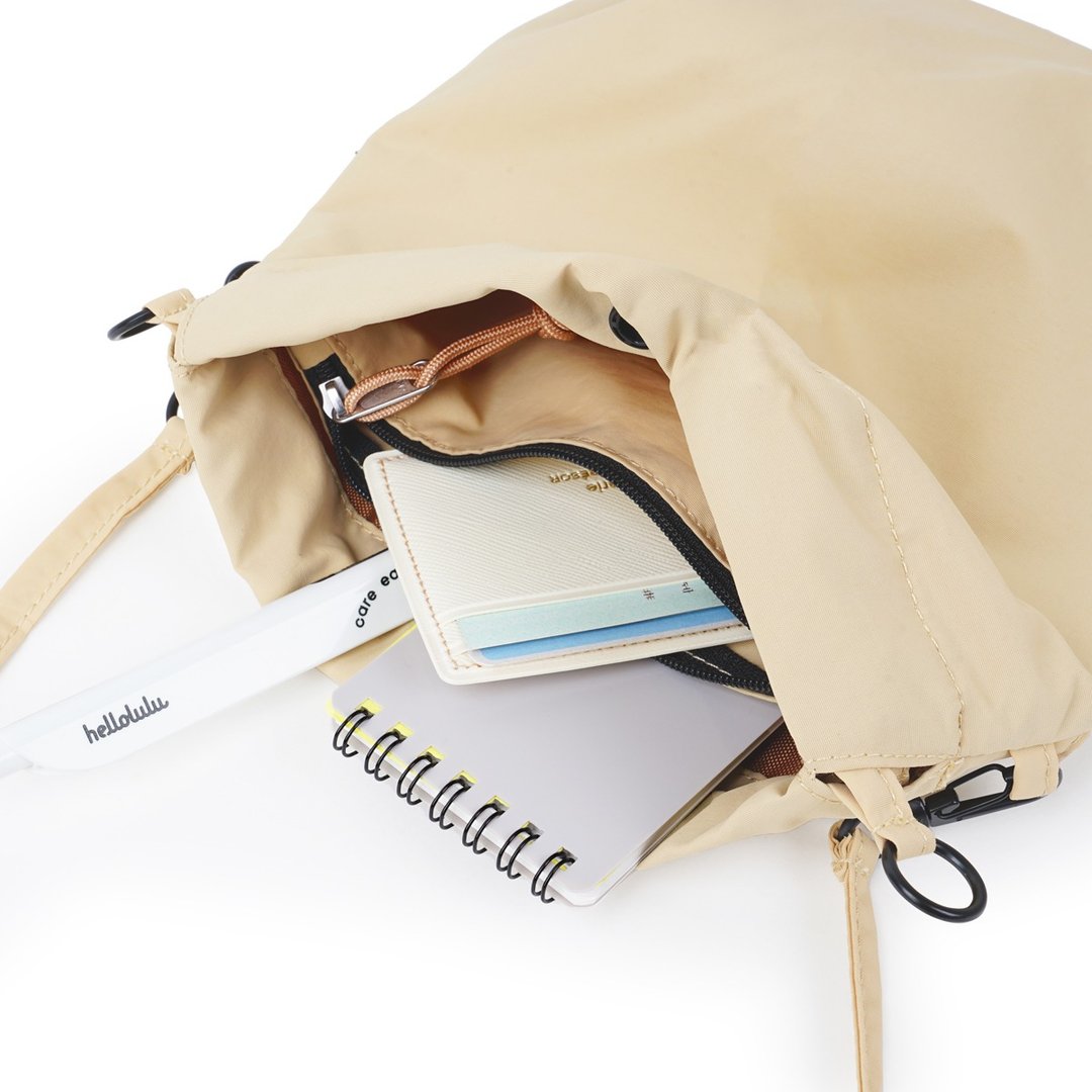 City系列 | 随身圆形索绳小包M号 NOLLY (浅橡木) 斜背侧背手机袋 - 侧背包/斜挎包 - 尼龙 卡其色