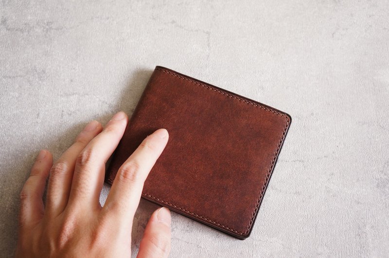 六卡短夹/深褐色【意大利植韖革协会皮革】 / 现货 - 皮夹/钱包 - 真皮 咖啡色