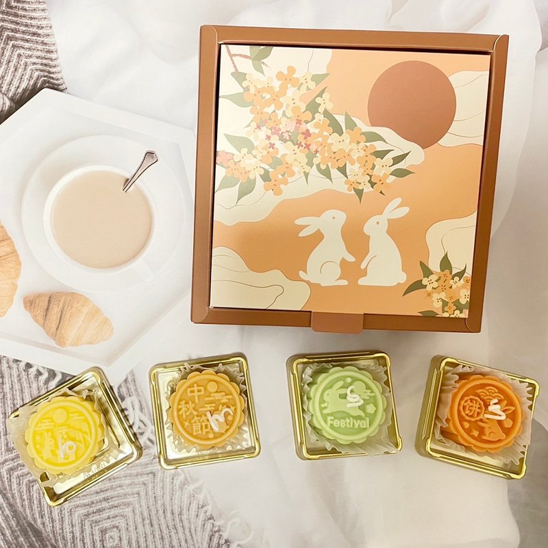 中秋节月饼香氛蜡烛礼盒4入 - 蜡烛/烛台 - 蜡 