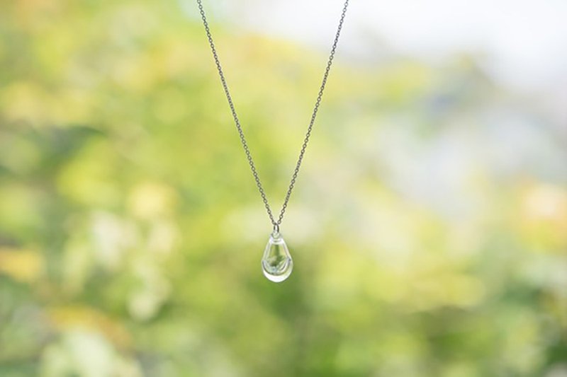 Aroma Necklace Shizuku Clear SV925 Nickel Free Rhodium Plated - 项链 - 玻璃 透明