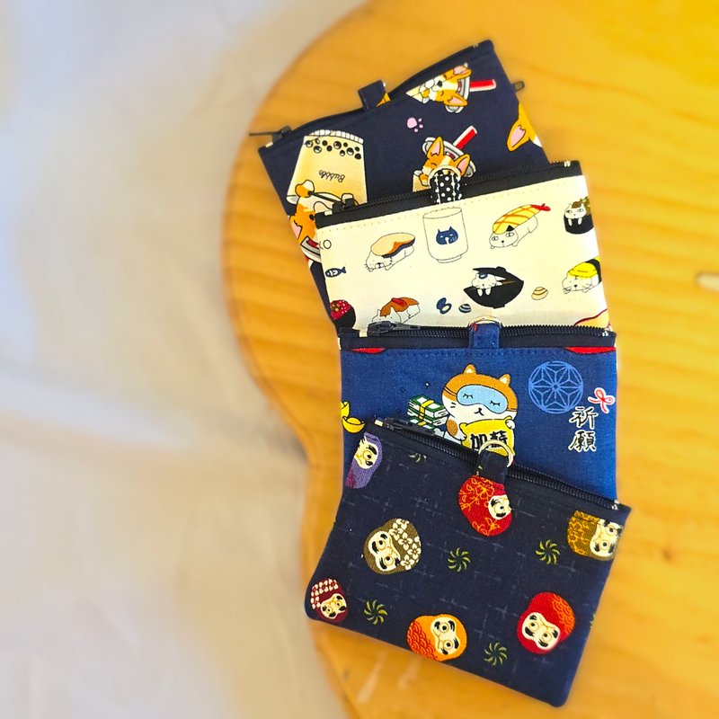 BagelMom 挂绳证件零钱包-日系布花-手作布包 - 零钱包 - 棉．麻 多色