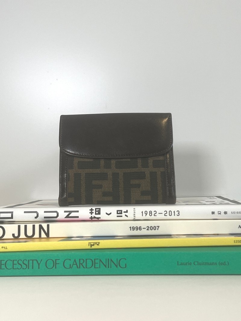 Fendi啡色老花皮革钱包皮革短夹 日本中古vintage - 皮夹/钱包 - 其他材质 咖啡色