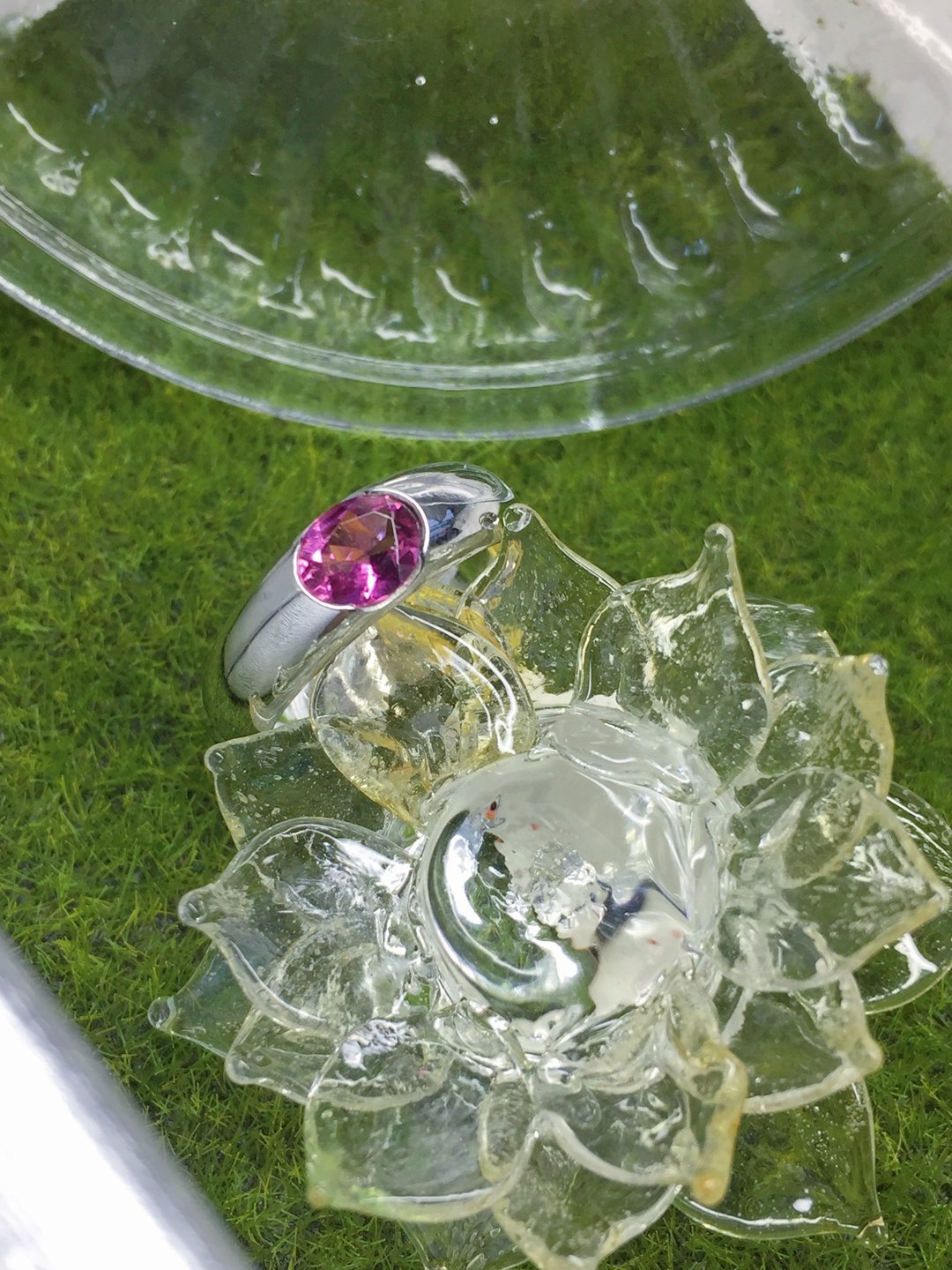 红宝碧玺750白K金戒 (18K) - 戒指 - 贵金属 银色