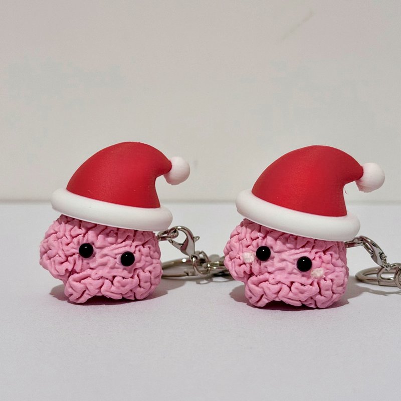 The lilBrain 圣诞脑袋按键锁匙扣  / 疗愈 | 减压 | 3D打印 / - 钥匙链/钥匙包 - 塑料 粉红色