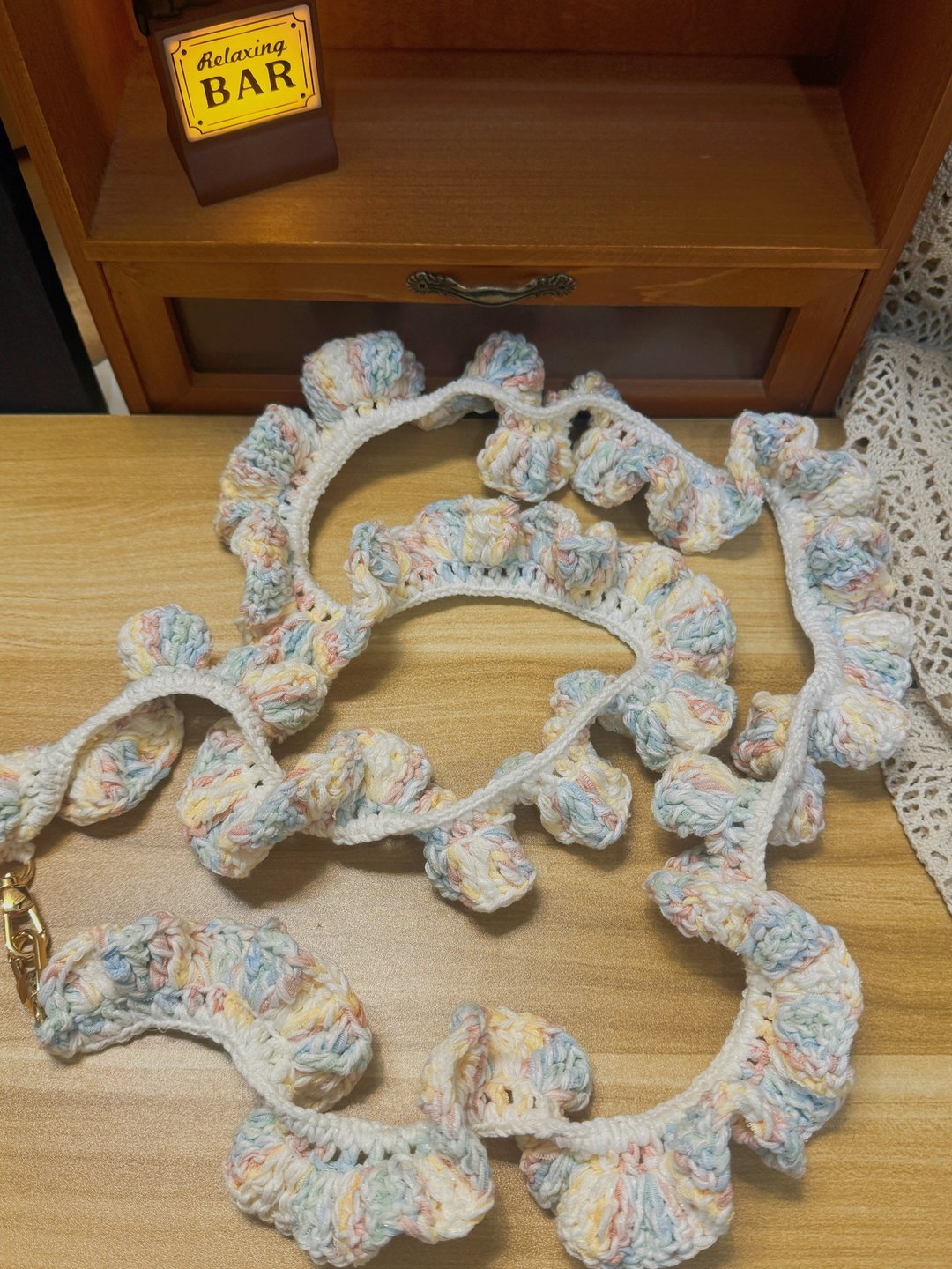 MUMU 板娘设计 天真烂漫彩虹缎带x纯白 裙摆钩织手机绳 - 挂绳/吊绳 - 棉．麻 多色