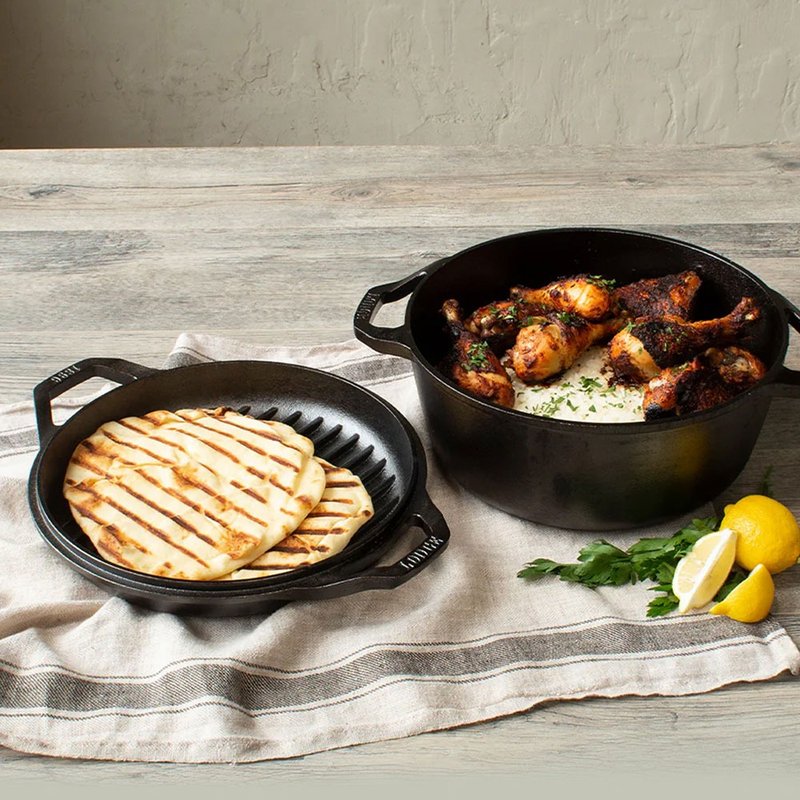 美国LODGE主厨系列美国制铸铁煎烤盘/荷兰锅二合一套组5.6L LC6DD - 厨房用具 - 其他金属 黑色